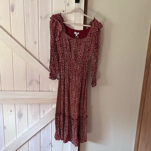 Pink Blush burgundy floral maxi maternity dress